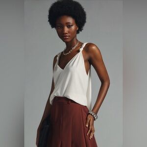 Anthropologie Shine Knot Tank in White Size XL NWOT